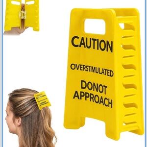 Yellow Caution Overstimulated Adult Hair Clip, new